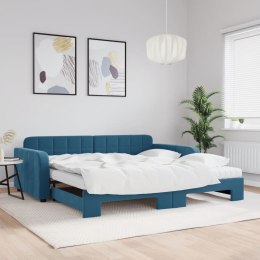 Sofa rozsuwana z materacami, niebieska, 100x200 cm, aksamit Lumarko!