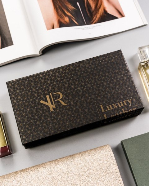 Skórzany portfel damski w orientacji poziomej na zatrzask — Rovicky Lumarko!