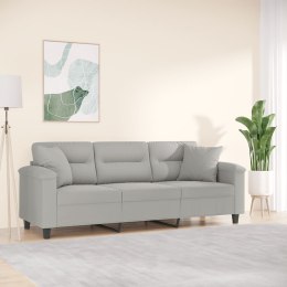 3-osobowa sofa z poduszkami, jasnoszara, 180 cm, mikrofibra  Lumarko!