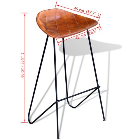 Stołki barowe, 2 szt., czarno-brązowe, skóra naturalna  Lumarko!