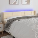 Zagłówek do łóżka z LED, kremowy, 203x16x78/88 cm, tkanina  Lumarko!