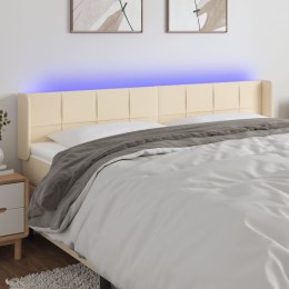 Zagłówek do łóżka z LED, kremowy, 203x16x78/88 cm, tkanina  Lumarko!