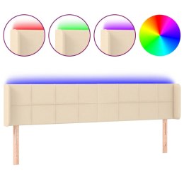 Zagłówek do łóżka z LED, kremowy, 203x16x78/88 cm, tkanina  Lumarko!
