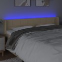 Zagłówek do łóżka z LED, kremowy, 203x16x78/88 cm, tkanina  Lumarko!