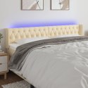 Zagłówek do łóżka z LED, kremowy, 203x16x78/88 cm, tkanina  Lumarko!