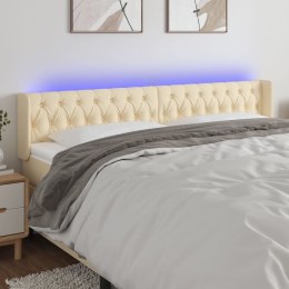 Zagłówek do łóżka z LED, kremowy, 203x16x78/88 cm, tkanina  Lumarko!