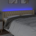 Zagłówek do łóżka z LED, kremowy, 203x16x78/88 cm, tkanina  Lumarko!