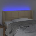 Zagłówek do łóżka z LED, kremowy, 93x16x78/88 cm, tkanina  Lumarko!