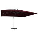 Parasol wiszący z LED, bordowy, 400x300 cm  Lumarko!