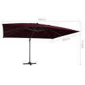 Parasol wiszący z LED, bordowy, 400x300 cm  Lumarko!