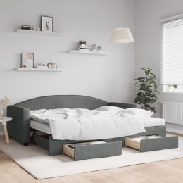 Sofa rozsuwana z szufladami, ciemnoszara, 90x200 cm, tkanina  Lumarko!