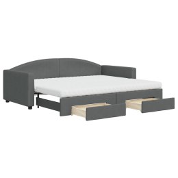 Sofa rozsuwana z szufladami, ciemnoszara, 90x200 cm, tkanina  Lumarko!