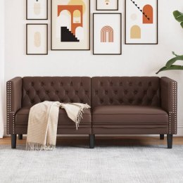 Sofa Chesterfield, 2-os., brązowa, tapicerowana sztuczną skórą  Lumarko!