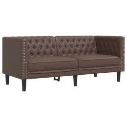 Sofa Chesterfield, 2-os., brązowa, tapicerowana sztuczną skórą  Lumarko!