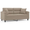 VidaXL 2-osobowa sofa z poduszkami, kolor taupe, 140 cm, mikrofibra