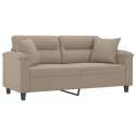 VidaXL 2-osobowa sofa z poduszkami, kolor taupe, 140 cm, mikrofibra