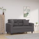 2-osobowa sofa z poduszkami, szara, 120 cm, sztuczna skóra  Lumarko!