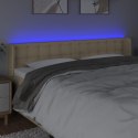 Zagłówek do łóżka z LED, kremowy, 203x16x78/88 cm, tkanina  Lumarko!