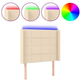Zagłówek do łóżka z LED, kremowy, 83x16x118/128 cm, tkanina  Lumarko!