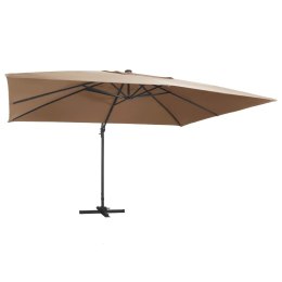 Parasol wiszący z LED i aluminiowym słupkiem, 400x300 cm, taupe  Lumarko!