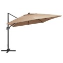 Parasol wiszący z LED i aluminiowym słupkiem, 400x300 cm, taupe  Lumarko!