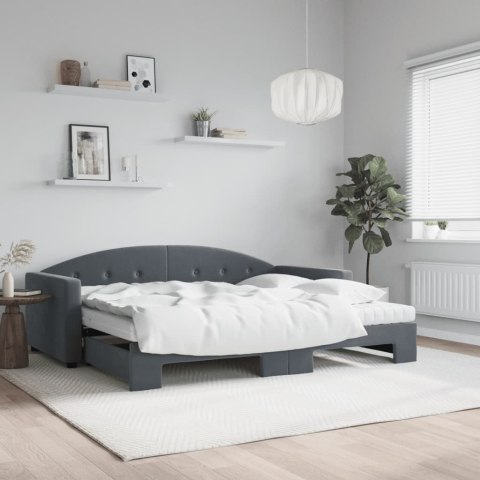 Sofa rozsuwana z materacami, ciemnoszara, 90x200 cm, aksamit  Lumarko!