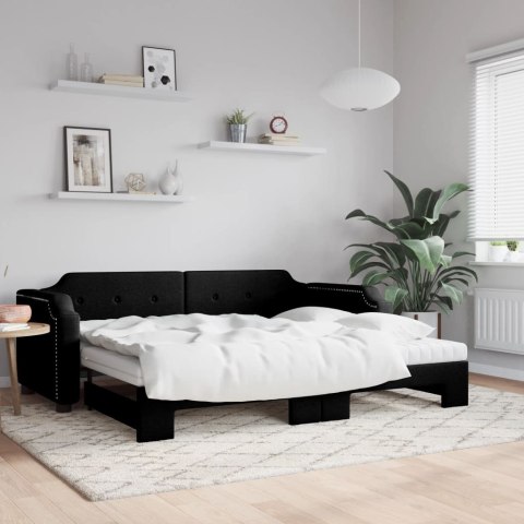Sofa rozsuwana z materacami, czarna, 90x200 cm, tkanina  Lumarko!