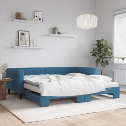 Sofa rozsuwana z materacami, niebieska, 100x200 cm, aksamit  Lumarko!