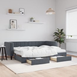 Sofa rozsuwana z szufladami, ciemnoszara, 80x200 cm, aksamit  Lumarko!