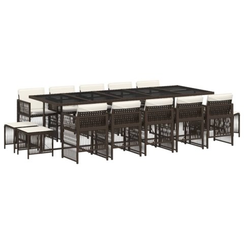 15-częściowy zestaw mebli ogrodowych z poduszkami, brązowy, rattan PE  Lumarko!