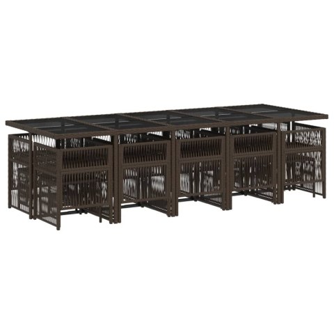 15-częściowy zestaw mebli ogrodowych z poduszkami, brązowy, rattan PE  Lumarko!