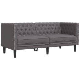 Sofa Chesterfield, 2-os., szara, tapicerowana sztuczną skórą  Lumarko!