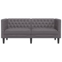 Sofa Chesterfield, 2-os., szara, tapicerowana sztuczną skórą  Lumarko!