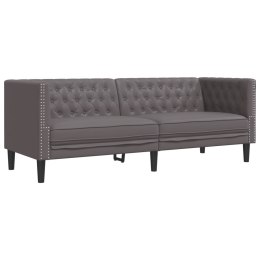 Sofa Chesterfield, 3-os., szara, tapicerowana sztuczną skórą  Lumarko!