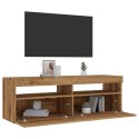 Szafka pod TV z oświetleniem LED, dąb artisan, 120x35x40 cm  Lumarko!