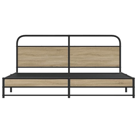 Metalowa rama łóżka, bez materaca, przydymiony dąb, 193x203 cm  Lumarko!