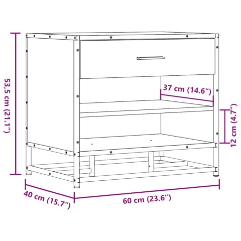 Ławka na buty Brązowy Dąb 60x40x53,5 cm Drewno i metal  Lumarko!