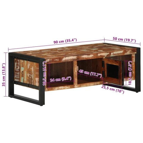 Stolik kawowy, kolorowy, 90x50x36 cm, lite drewno odzyskane  Lumarko!