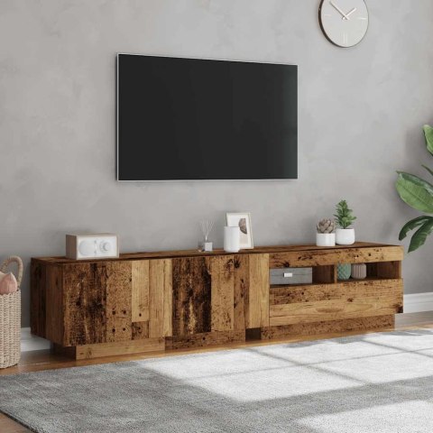 Szafka pod TV z oświetleniem LED, stare drewno, 180x35x40 cm  Lumarko!