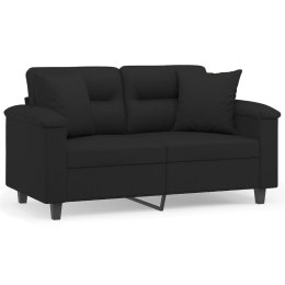 2-osobowa sofa z poduszkami, czarna, 120 cm, mikrofibra  Lumarko!