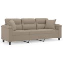 3-osobowa sofa z poduszkami, kolor taupe, 180 cm, mikrofibra  Lumarko!