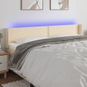Zagłówek do łóżka z LED, kremowy, 203x16x78/88 cm, tkanina  Lumarko!