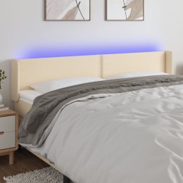 Zagłówek do łóżka z LED, kremowy, 203x16x78/88 cm, tkanina  Lumarko!