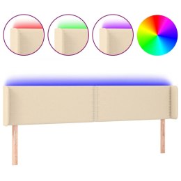 Zagłówek do łóżka z LED, kremowy, 203x16x78/88 cm, tkanina  Lumarko!