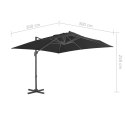 Parasol wiszący z aluminiowym słupkiem, 3x3 m, czarny  Lumarko!