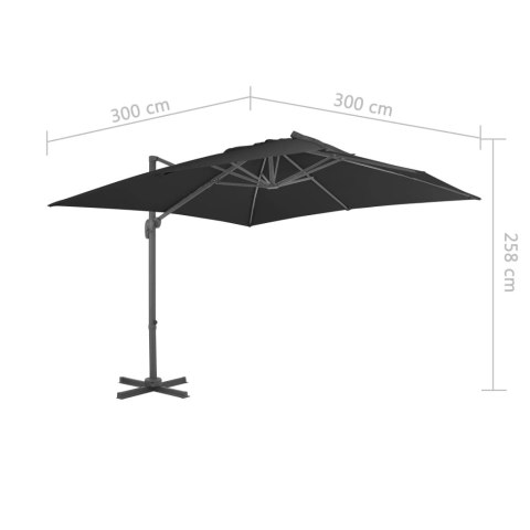 Parasol wiszący z aluminiowym słupkiem, 3x3 m, czarny  Lumarko!
