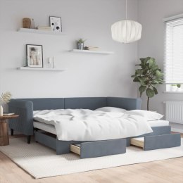 Sofa rozsuwana z szufladami, ciemnoszara, 100x200 cm, aksamit  Lumarko!