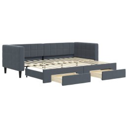 Sofa rozsuwana z szufladami, ciemnoszara, 80x200 cm, aksamit  Lumarko!