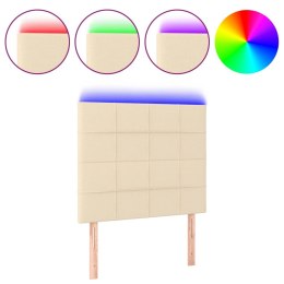 Zagłówek do łóżka z LED, kremowy, 80x5x118/128 cm, tkanina  Lumarko!