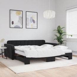 Sofa rozsuwana z materacami, czarna, 100x200 cm, aksamit  Lumarko!